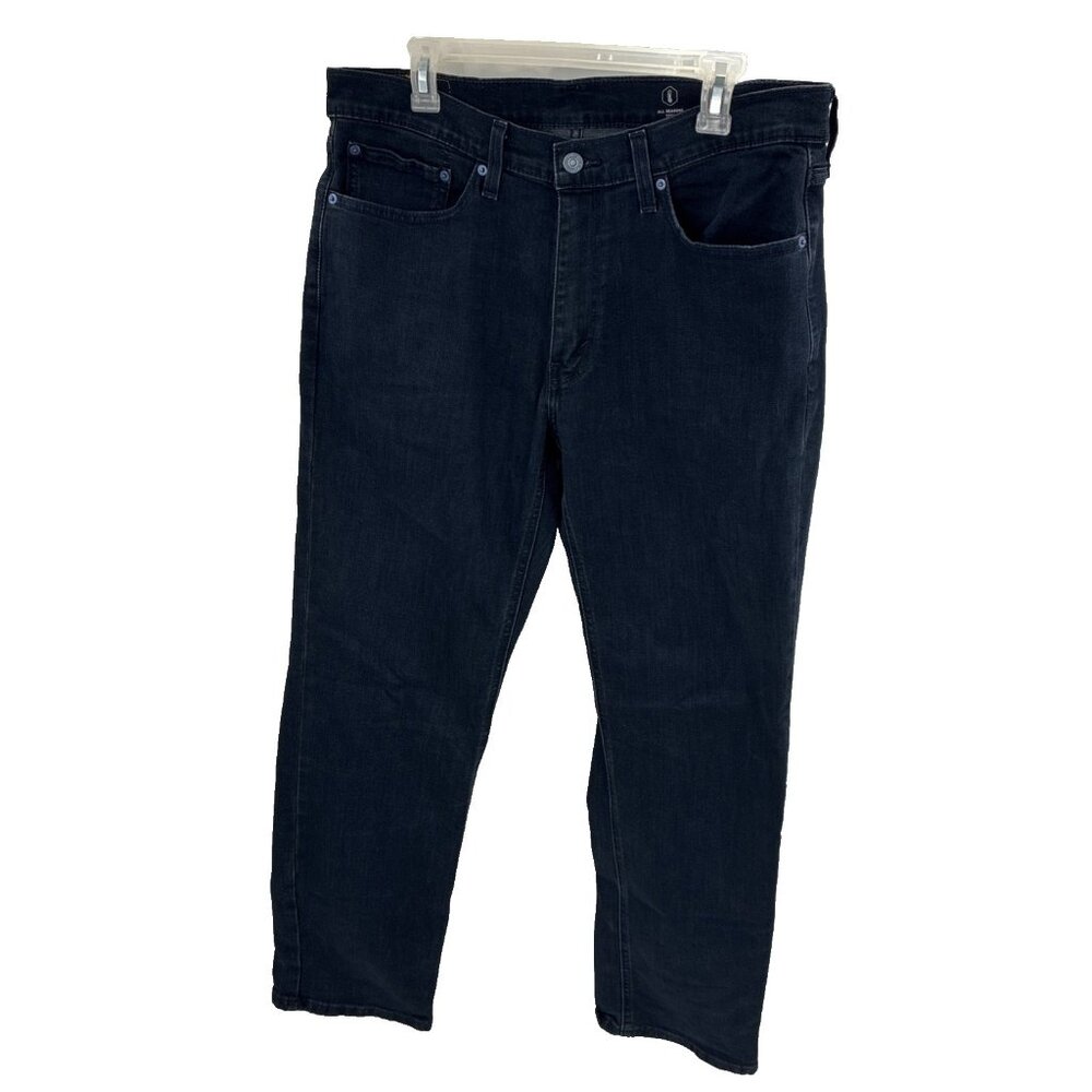 Levis Mens 34x32 Straight Leg Jeans Dark Wash Waterless Denim